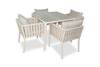 London Rattan Bahçe Balkon 4 Kişilik Kare Yemek Takımı Kum